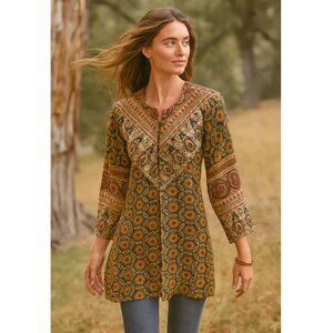 Vintage Nikhil Collection Tunic Jacket Paisley Ethnic Boho Print size S Relaxed